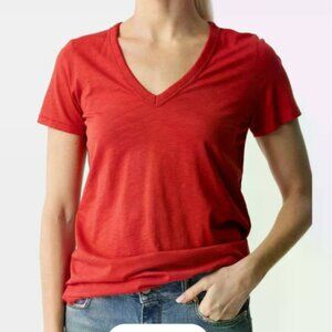 Rag & Bone The Slub V-Neck Tee Shirt Red Size Medium 100 Pima Cotton Classic Fit